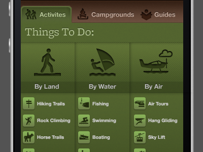 Forrest iphone app menu update app brown green icons iphone