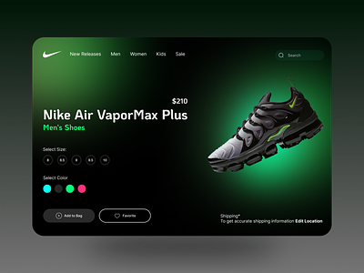 Nike E-commerce Website UI Design dark design e commerce nike shoe shop ui ux web webdesign
