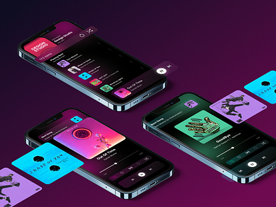 Isometric Music Player App UI Design app dark design isometric mobile music player playlist podcast radio song stream ui ux