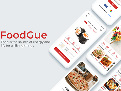 FoodGue - Food Ordering Mobile App app appdesign appdesigner apple application clean design dribbble food food app mobileapp mobileappdesign ui uidesign ux uxdesign