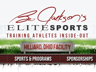 Bo Jackson's Elite Sports Header black bo jackson ohio red sports turf web design web development wordpress