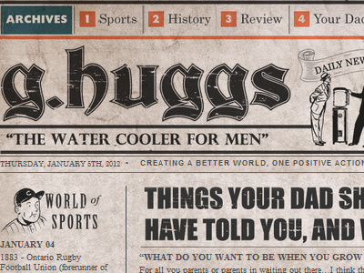 The Water Cooler for Men blog newspaper retro type vintage web web design