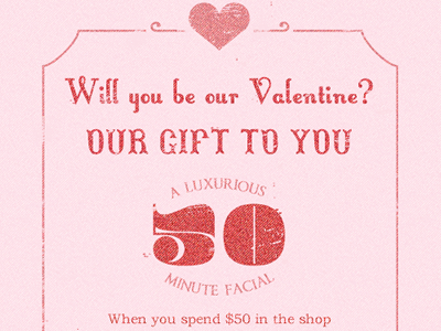 Valentines Promotion email newsletter pink red romantic valentines vintage