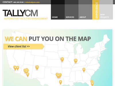Tally CM automotive industry black construction grey minimalistic web design yellow