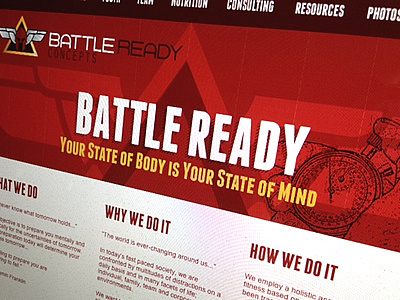 Battle Ready life coach military personal trainer red training web design yellow