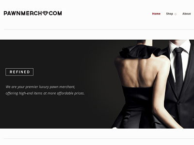 PawnMerch.com black diamond ecommerce elegant grey luxury merchant pawn web design white wordpress