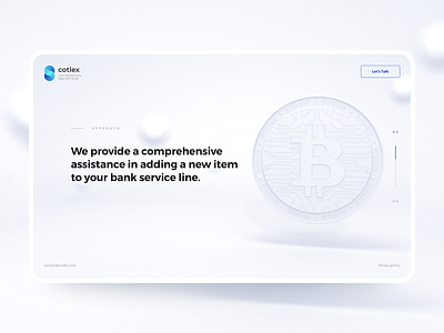 Cotlex. Landing Page 3d bitcoin blockchain clean coin cotlex crypto design exchange graphic design instinctools landing page minimal ui