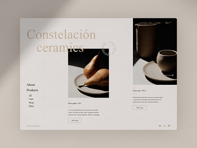 Small ceramics brand | ecommerce website concept brand branding ceramics challenge ecommerce ecommerce shop horizontal scroll layout minimal design minimalism modern layout online store times new roman ui user inteface user interface design ux website website concept website design