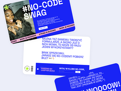 no-code swag landing page blue codeless design hero html landing page minimal no code space grotesk swag typography ui