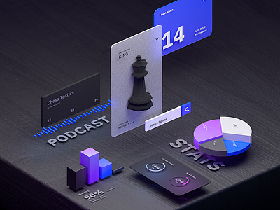 AR UI Kit 3d b3d blender blender3d chess colors design game illustration isometric trending webdeisgn