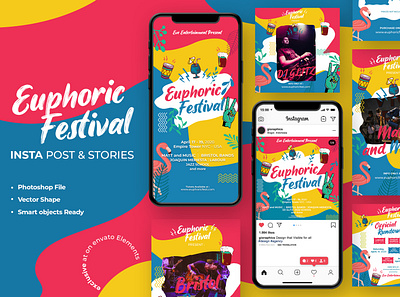 Euphoric Festival Summer Instagram Template birthday blue carnival color colorful day fair festival filter fun happy holiday instagram park photography retro romance summer trendy vintage