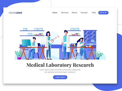 Medical Laboratory Research - Landing Page background banner clinic covid19 doctor equipment healthcare illustration lab laboratory landing medical medicine page pharmacy research science technology vector website