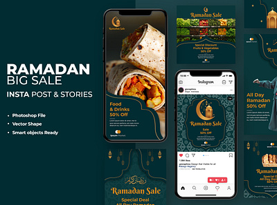 Ramadan Sale Instagram Template abstract arabic art banner beautiful design greeting illustration islam islamic kareem lantern mosque mubarak muslim ramadan religion sale template vector