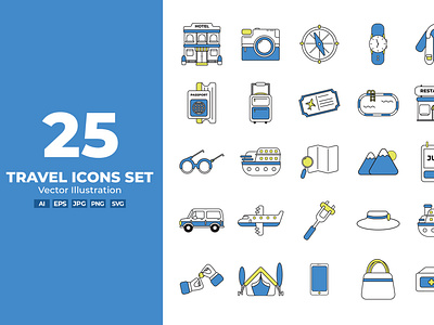 Travel Flat Icons Set Flat Vector Illustrator