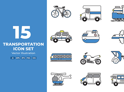 Transportation Icon Set Vector Illustration art bank business computer finance icon illustration internet media medical people set shopping symbol technology transportation travel vector weather web