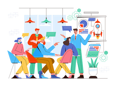 People work in a team and achieve the goal - Vector Illustration agency character creative goal illustration professional startup template ui ux vector web website