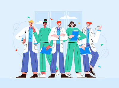 Medical Staff Healthcare Workers banner branding covid19 creative doctor illustration modern professional team template ui ux vector