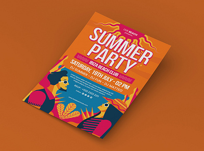 Summer Party Flyer 2d agency branding design flyer holiday illustration invitationparadise modern paradise poster social media summer party template travel vector