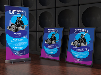 Roll Up Banner & Flyer Music Jazz Promotion Set