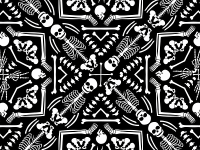Kaleidoscope Skeletons graphic graphic design halloween illustration illustrator repeat skeleton skull spooky vector