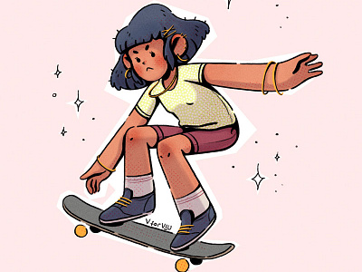 ✨Sk8ergrl✨ art direction cartoon character design character designs design girl illustration illustration agency original character skateboard skater visual development