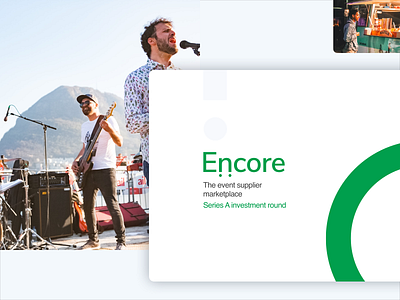 Encore app branding design green illustration music pitchdeck powerpoint ui ux web