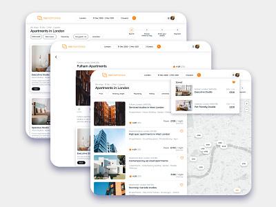 Apartment Hunting Design airbnb app brand design map minimal orange search typography ui ux vector web