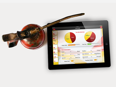 Shell fleet manager app can data fuel graphs oil pie chart shell side nav sliders stats