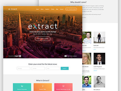 Extract Conference Landing page colors conference gradient landing page tickets tilt shift ui ux web