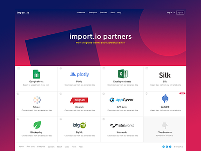 Partners page app block branding cell design gradient integration logos partners ui ux web