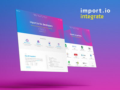 Integrate with import.io developers gradients integrate integrations landing mosaic partners ui ux web