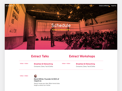 Conference schedule page conference schedule timetable extract data speakers ui ux web