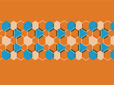 Orange, blue and white Hexagon Pattern