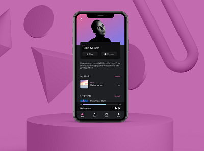 Music app - UI app app design branding browser figma flat gradient illustration media player minimal mockup mockup design music app typography ui uidesign ux vector