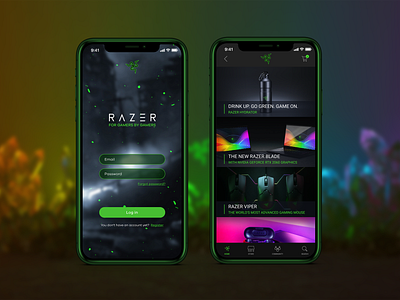 Razer App Preview adobe adobe xd adobexd app apple application application ui daily ui dark dark mode figma ios razer ui kit uidesign uidesigns uiux ux ux design uxdesign