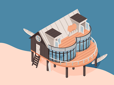 Beach house Illustration art artwork beach house illustration vector