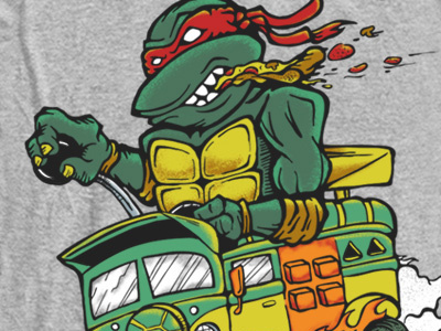 Raph-Fink graphic design hot rod illustration mutant ninja pizza raphael rat fink roth t shirt threadless turtle van vote