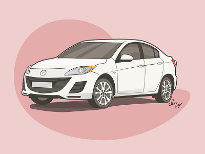 mazda3 car design flat design illistration illustrator