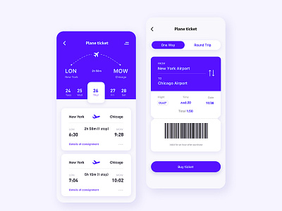 Plane ticket app design ui ux