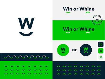 Win or Whine blue branding color frown green icon logo pattern smiley