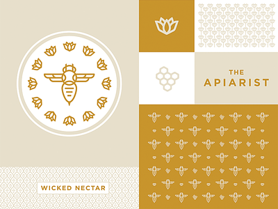 The Apiarist System bee brand flower honey illustration logo pattern