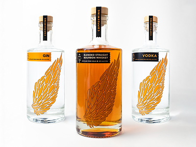 Copperwing Packaging bottle distillery minnesota orange packaging vodka whiskey wings