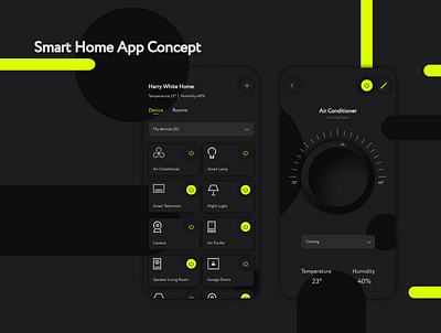 Smart Home App Concept app concept concept design dark mode dark theme mobile mobile ui neumorphic neumorphism shadow smart home smart home app user interface