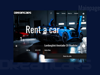Dreamcars project carrental concept design ui userinterface visual design web website