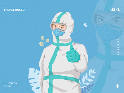 famale doctor blue character doctor famale fight the virus fight the virus graphic illustration plant woman