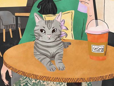 「Gege」 means princess👸 cat character characterdesign coffee shop freetime graphic illustration vintage