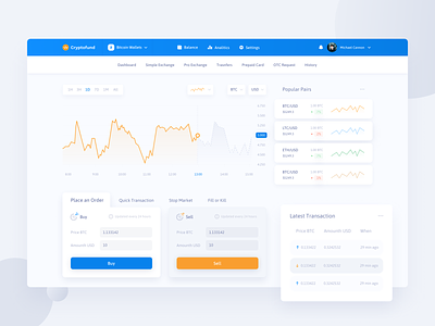 Cryptofund - Cryptocurrency bitcoin crypto crypto wallet cryptocurrency dashboard design graph interface money statistics transactions ui ux