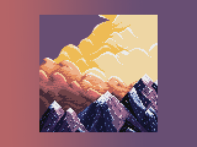 Mountains 16bit 8bit background clouds enviroment illustration mountains nature pixel pixel art pixelart snow summit sunset