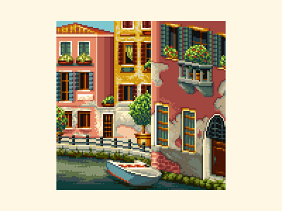 Pixel Venice 16bit 8bit architecture background boat canal enviroment illustration italy pixel pixel art pixelart venezia venice