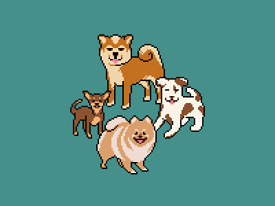 Your walking buddy | illustration for Aplle Watch app 16bit 8bit chihuahua cute cute animals dog dog illustration dogs game art game design icons illustration jrt pixel art pixelart pomeranian siba walkingbuddy
